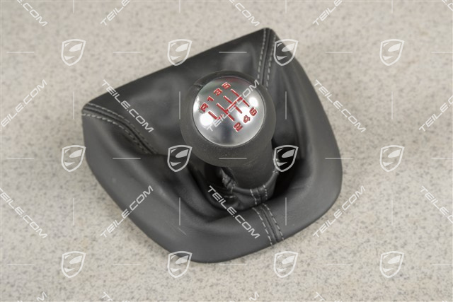 Shift lever / gearshift knob, Black, Leather, Cayman R