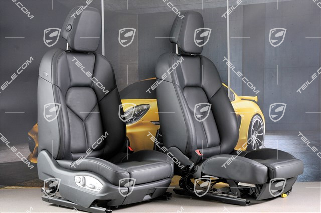 Seats, el. adjustable, leather, black, set (L+R)