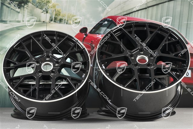 20+21" Komplet felg RS Spyder, felgi: przednie 8,5J x 20 ET53 + tylne 11,5J x 21 ET67, czarny wysoki połysk