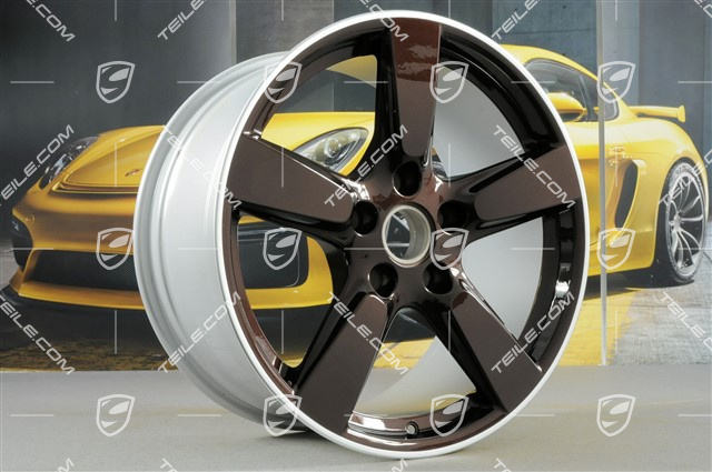 19" Cayman S Felgensatz, 8J x 19 x ET 57 + 9,5J x 19 x ET 45, Felgenstern in Mahagoni-Metallic