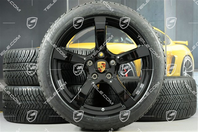 19" Cayman S koła zimowe komplet, felgi 8J x 19 ET57 + 10J x 19 ET45, opony zimowe Michelin Pilot Alpin 4: 235/40 R19 + 265/40 R19, czarny połysk