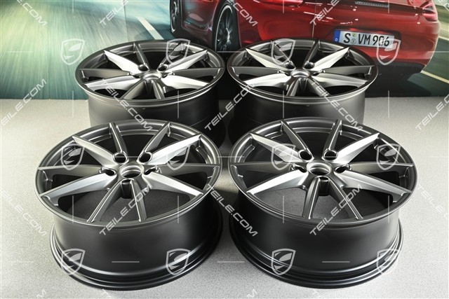 20+21-inch wheel rim set Carrera S, rims: front 8,5J x 20 ET53 + rear 11,5J x 21 ET67, platinum satin matt