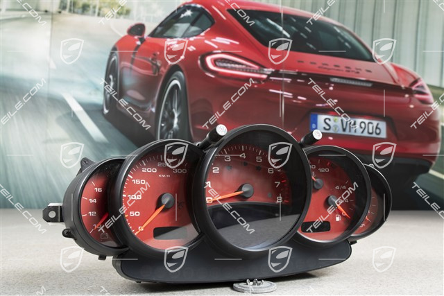 Instrument cluster, Turbo, 6-speed manual transmission, Boxster Red