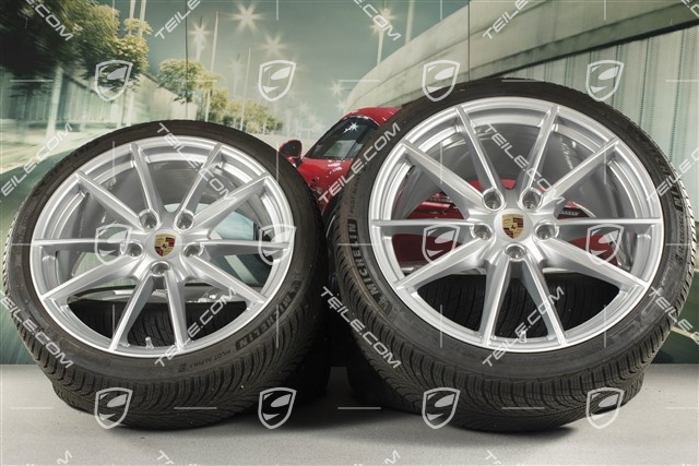 20"+21" Carrera S Winterräder Satz, Felgen 8,5J x 20 ET53 + 11J x 21 ET66 + Winterreifen 245/35 R20 + 295/30 R21, mit RDK-Sensoren