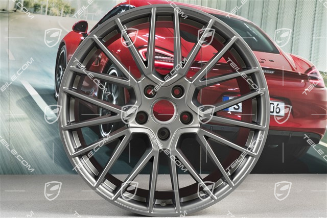 21-inch wheel rim set Cayenne RS Spyder, 11J x 21 ET58 + 9,5J x 21 ET46, Platinum satin matt
