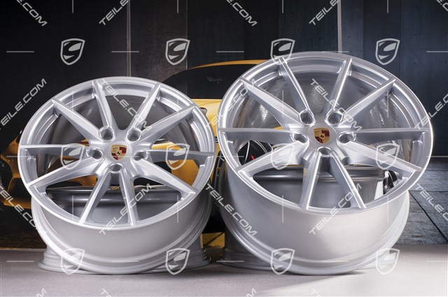 20"+21" Komplet felg Carrera S, 8,5J x 20 ET53 + 11J x 21 ET66, srebrny brilliant chrome