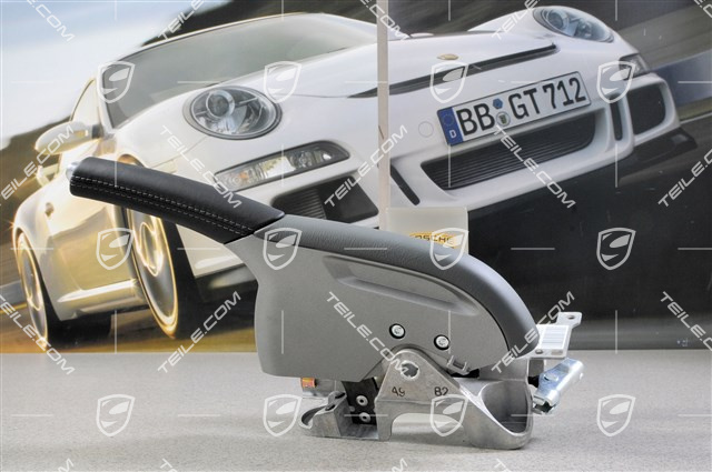 Dźwignia hamulca ręcznego, skóra, czarna/kamienny popiel "Schwarz/Steingrau"