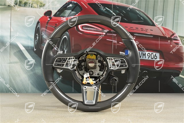 Multifunction steering wheel, "Turbo" equipment, PDK, heated, leather + Carbon, black