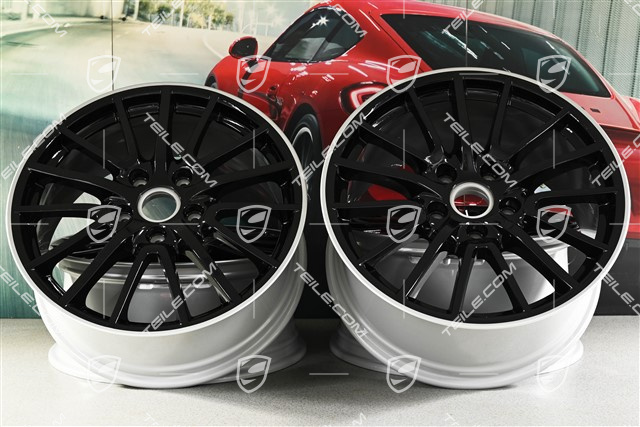 19" Komplet felg Sport Design, czarne, felgi 8J x 19 ET57 + 9,5J x 19 ET46, gwiazda felgi czarna / rant srebrny