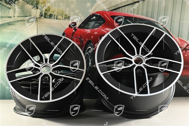 20"+21" Carrera Exclusive Design wheel rim set, rims 8.5J x 20 ET50 + 11.5J x 21 ET79, black satin matt