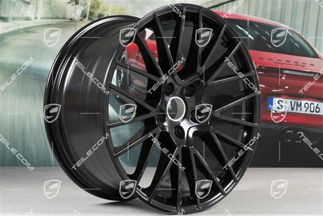 21" Komplet felg Cayenne RS Spyder, 11J x 21 ET49 + 9,5J x 21 ET46, czarny wysoki połysk, do Cayenne Coupé