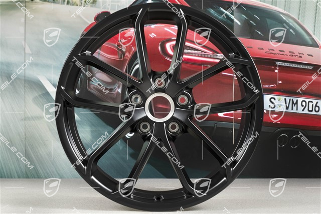 20" komplet felg 718 Cayman GT4, felgi 8,5J x 20 ET61 + 11J x 20 ET50, czarny satynowy półmat