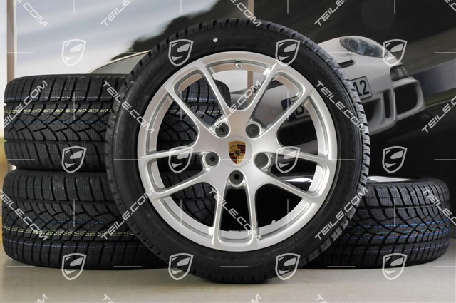 18" Cayman winter wheel set, 8J x 18 ET57 + 9J x 18 ET47 + NEW winter tyres Dunlop SP Winter Sport 3D 235/45 R18 + 265/45 R18, without TPMS.