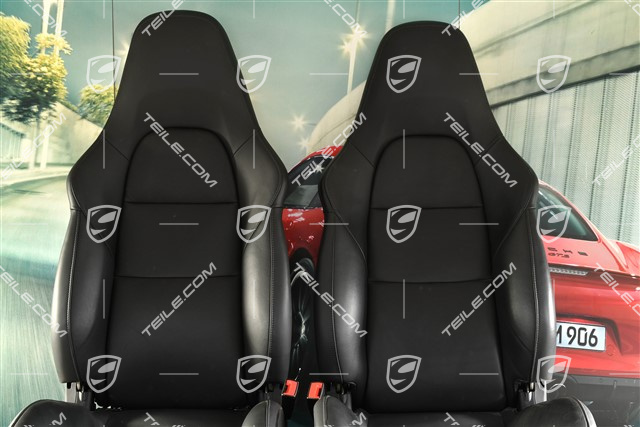 Fotele sportowe, regulowany el., 18-way, podgrzewanie, lędźwia, skóra, czarne, zestaw, L+R