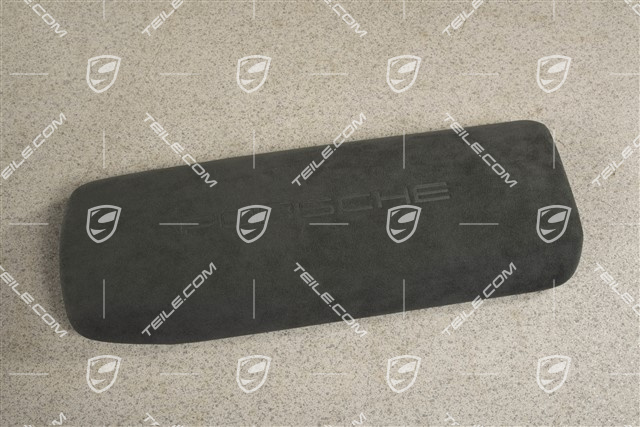 Armlehne/ Mittelkonsole, Deckel / Blende, Alcantara mit geprägtem „PORSCHE“ Schriftzug, Schwarz