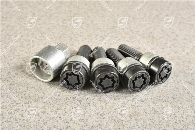 Diebstahlsicherung Radschrauben inkl. Adapter, Schwarz