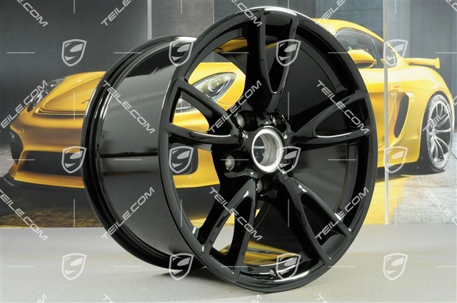 18-inch Carrera IV wheel set, 8J x 18 ET57 + 11J x 18 ET51, C4 / C4S, black high gloss