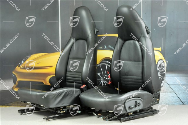 Seats, el adjustable, heating, Lumbar, leather, Black, set (L+R)