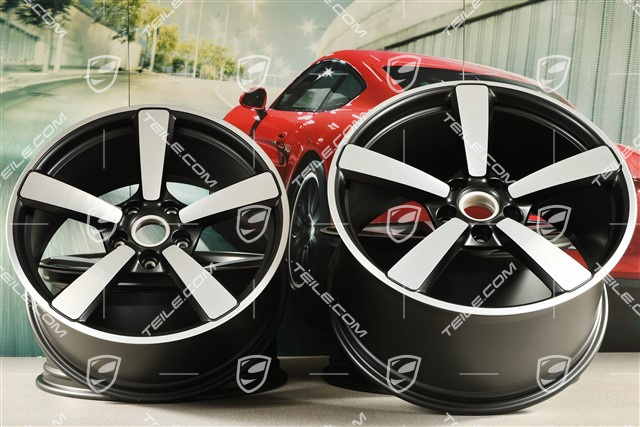 20+21" Felgensatz Carrera Exclusive, Felgen: vorne 9,5J x 20 ET44 + hinten 12J x 21 ET70, Schwarz Seidenmatt