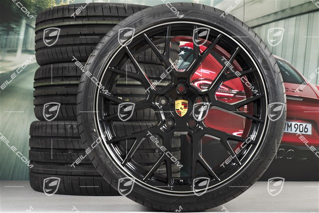 20"+21" Sommerräder Satz RS Spyder Design, Felgen 8,5J x 20 ET53 + 11,5J x 21 ET67 + Sommerreifen 245/35 R20 + 305/30 R21, mit RDK-Sensoren, schwarz hochglanz