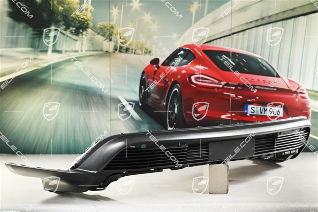 Turbo, Stossfänger  hinten, Blende / Unterteil, mit Löcher für Rückfahrkamera, Schwarzmatt