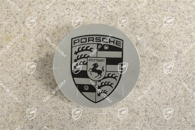 Dekielek koła, wklęsły, z czarnym herbem, polerowane aluminium