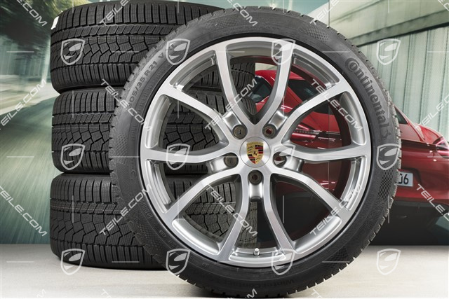 21" koła zimowe Cayenne Exclusive Design, komplet, felgi 9,5J x 21 ET46 + 11,0J x 21 ET58 + NOWE opony zimowe Continental 275/40 R21 + 305/35 R21, z czujnikami ciśnienia