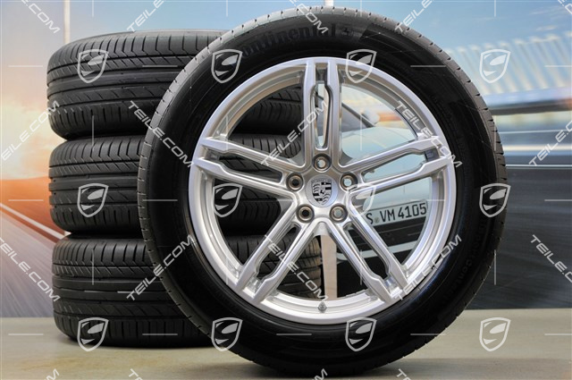 19-inch "Macan Turbo" summer wheels set, rims 8J x 19 ET21 + 9J x 19 ET21, Continental summer tyres 235/55 R 19 + 255/50 R 19, with TPMS