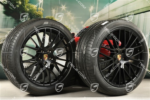21" koła letnie Cayenne RS Spyder, komplet, felgi 9,5J x 21 ET46 + 11,0J x 21 ET49 + NOWE opony letnie Pirelli P Zero 285/40 R21 + 315/35 R21, czarny satynowy półmat