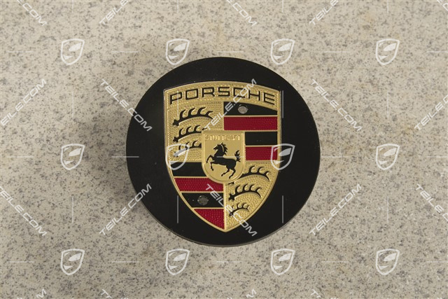 Hub cap, concave, coloured crest, black mat