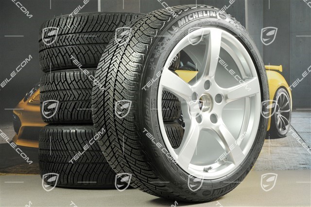 19-inch Cayman S winter wheels set, rims 8J x 19 ET57 + 10J x 19 ET45 + NEW Michelin Pilot Alpin 4 winter tires 235/40 R19 +265/40 R19