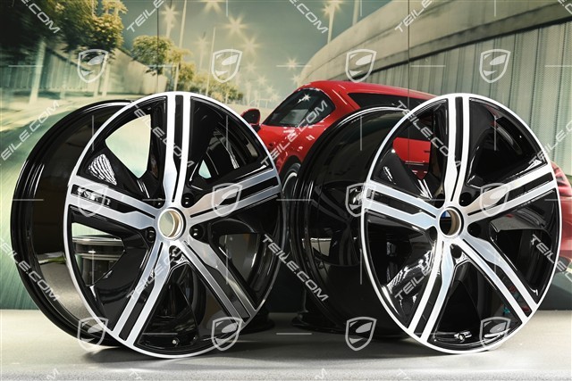 22-inch Macan Exclusive Design wheel rim set, 9J x 22 ET29 + 11J x 22 ET47, black high gloss