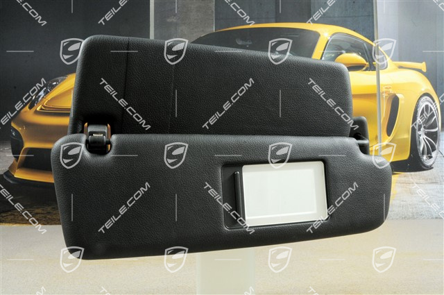 Sonnenblende, mit Spiegel, Schwarz, Kunstleder, R Sonnenblende, mit Spiegel, Schwarz, Kunstleder, R