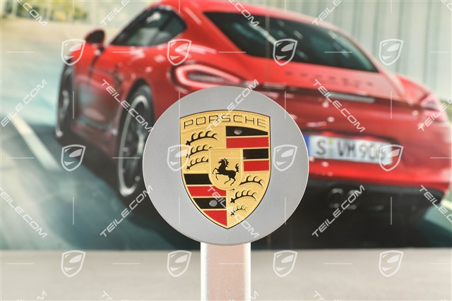 Hub cap, concave, crest coloured, Platinum Silver Metallic