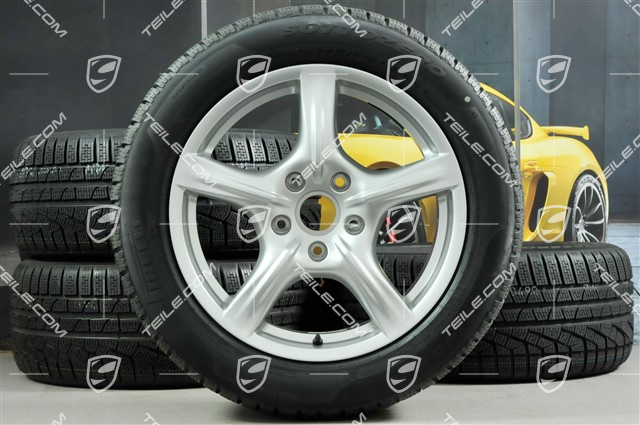 18" Komplet kół zimowych Panamera, 8J x 18 ET 59 + 9J x 18 ET 53, z oponami zimowymi Pirelli Sottozero II 245/50 R18 + 275/45 R18, czujniki ciśnienia