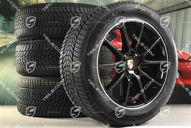 20" koła zimowe Cayenne Design, komplet, felgi 9J x 20 ET50 + 10,5J x 20 ET6420-inch Cayenne Design + NOWE opony zimowe Hankook 255/55 R20 + 295/45 R20, z czujnikami ciśnienia, czarny wysoki połysk