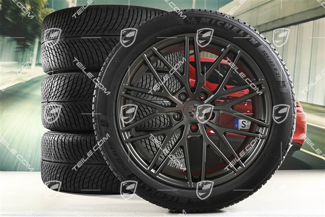 21-inch Cayenne "RS Spyder Design" winter wheel set, rims 9,5J x 21 ET46 + 11,0J x 21 ET49 + Michelin Pilot Alpin 5 SUV winter tyres 285/45 R21 + 305/40 R21, with TPMS, turbonite