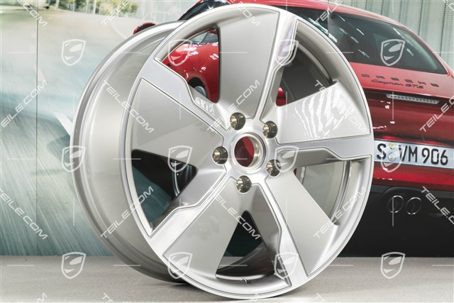 21" Felga Taycan Exclusive Design, 9,5J x 21 ET60, srebrna Platinum Silver, przednia, L