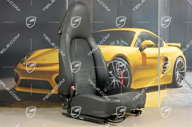 Fotel, regulowane manualnie, podgrzewane, skóropodobne/Alcantara, czarne, uszkodzony, L