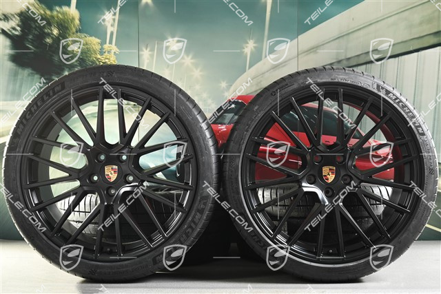 22" koła letnie Cayenne Coupé RS Spyder, komplet, felgi 10J x 22 ET48 + 11,5J x 22 ET52 + opony letnie Michelin 285/35 R22 + 315/30 R22, z czujnikami ciśnienia