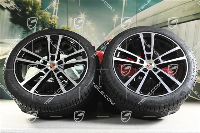 22-inch winter wheel set Sport Design, wheel rims 10J x 22 ET48 +11,5J x 22 ET61 + NEW Continental winter tyres 285/40 R22 + 315/35 R22, black high gloss