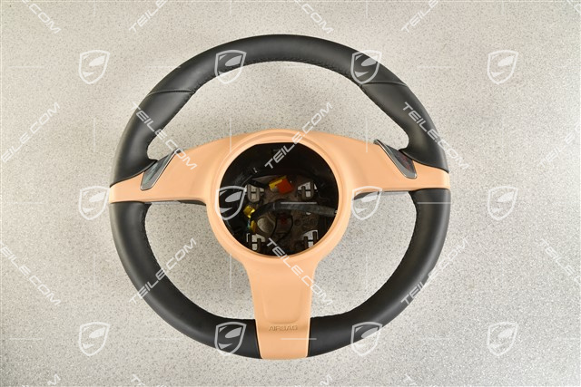 Steering wheel, Leather, heated, Automatic transmission, black+beige