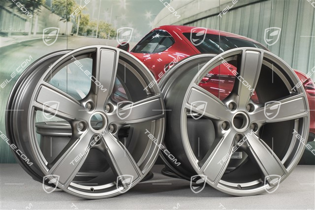 20" Felgensatz Carrera Sport, 8,5J x 20 ET49 + 11,5J x 20 ET56, Platinum Seidenmatt