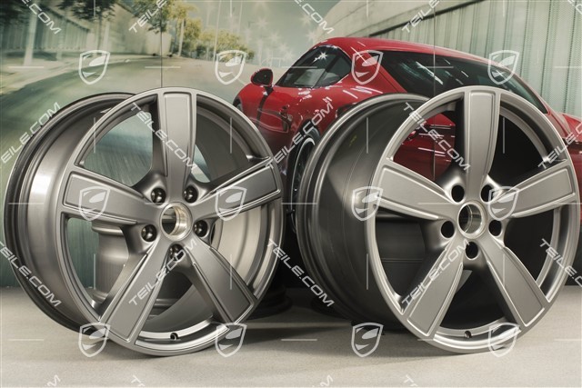 20" Felgensatz Cayenne Sport Classic Komfort, 9J x 20 ET50 + 10,5J x 20 ET55,  Platinum Seidenmatt