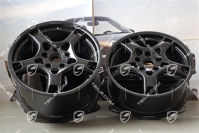 19" Komplet felg Carrera S, 8J x 19 ET57 + 11J x 19 ET67, czarny