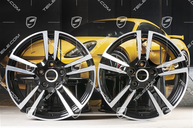 19" Felgensatz Turbo II, 8,5J x 19 ET56 + 11J x 19 ET51, für Turbo / Turbo S / GTS, schwarz hochglanz