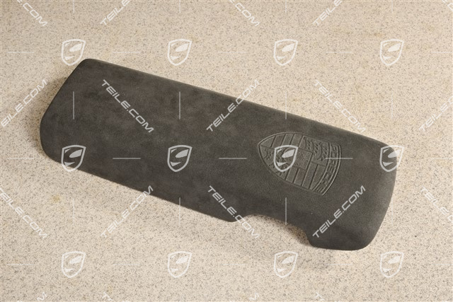 Armrest / tunnel, trim cover, Alcantara with embossed porsche crest, Black