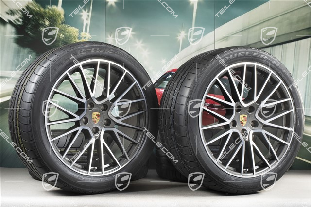 21-inch Cayenne RS Spyder summer wheel set, rims 9,5J x 21 ET46 + 11,0J x 21 ET58 + NEW Bridgestone Dueler H/P Sport summer tyres 285/40 R21 + 315/35 R21, with TPMS,