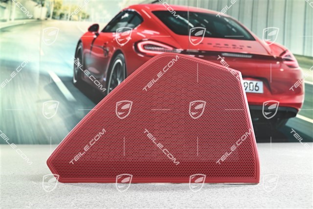 Kratka osłaniająca głośnik basowy w tapicerce drzwi, drzwi tylne, Bordeaux Red / czerwona, L