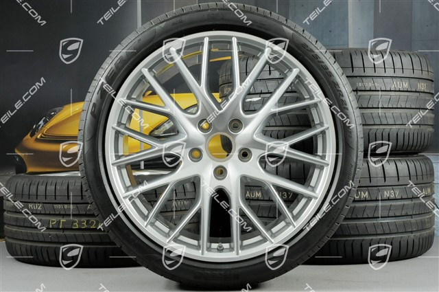 21" Panamera SportDesign Sommerräder, Felgen 9,5J x 21 ET71 + 11,5J x 21 ET69 + NEUE Pirelli Sommerreifen 275/35 ZR21 + 315/30 ZR21, mit RDK-Sensoren